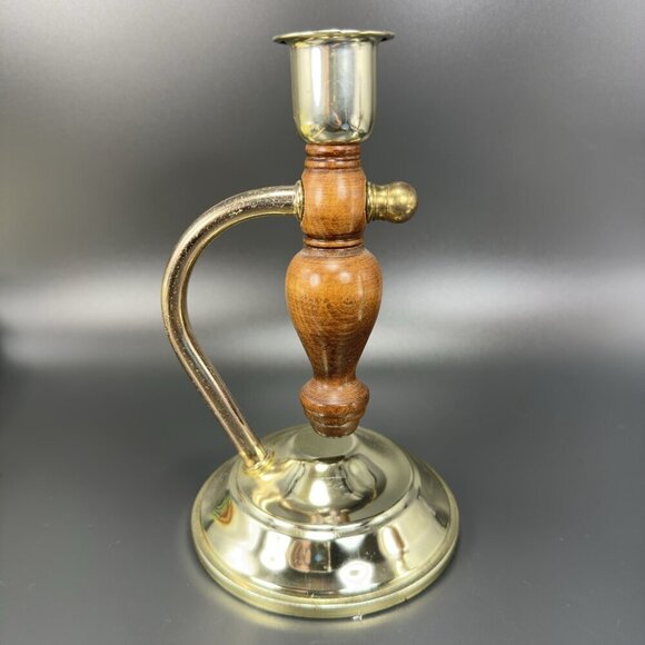 Primitive Style Wood And Metal Swivel Candle Stick Holder Set Vintage Decor VTG - Picture 13 of 16